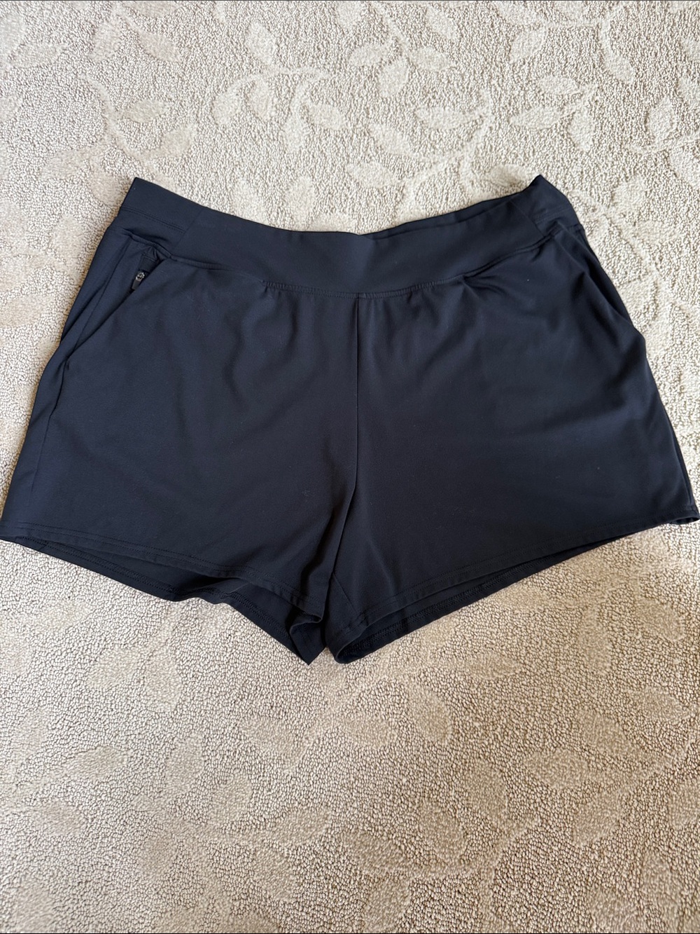 Yogalicious Black Athletic Shorts with Dark Green Camo Sports Bra